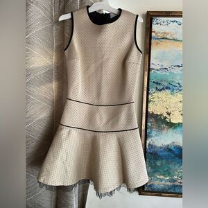 RED Valentino Mini Dress Shift Womens Size XS Cream Black Nylon Type Sleeveless